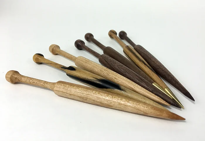Tapestry bobbins made by Milissa Ellison Dewey