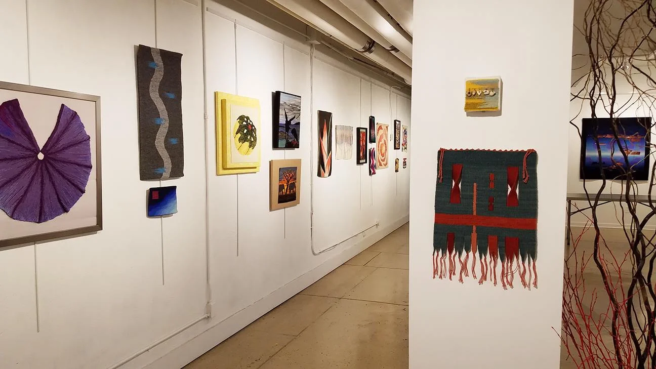 Webster Arts tapestry show. Warp and Weft: a curated exhibit of work produced by students of Rebecca Mezoff