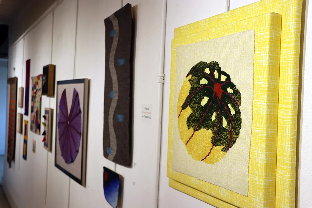 foreground: Victor Dively, Sun-kissed Acorn Squash, four-selvedge tapestry