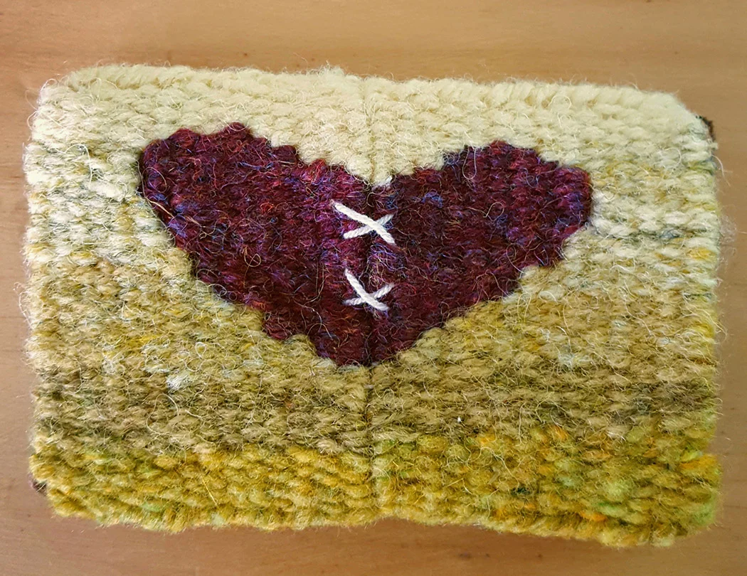 Lisa Almeida, a mended heart, 2.5 x 3.4 inches