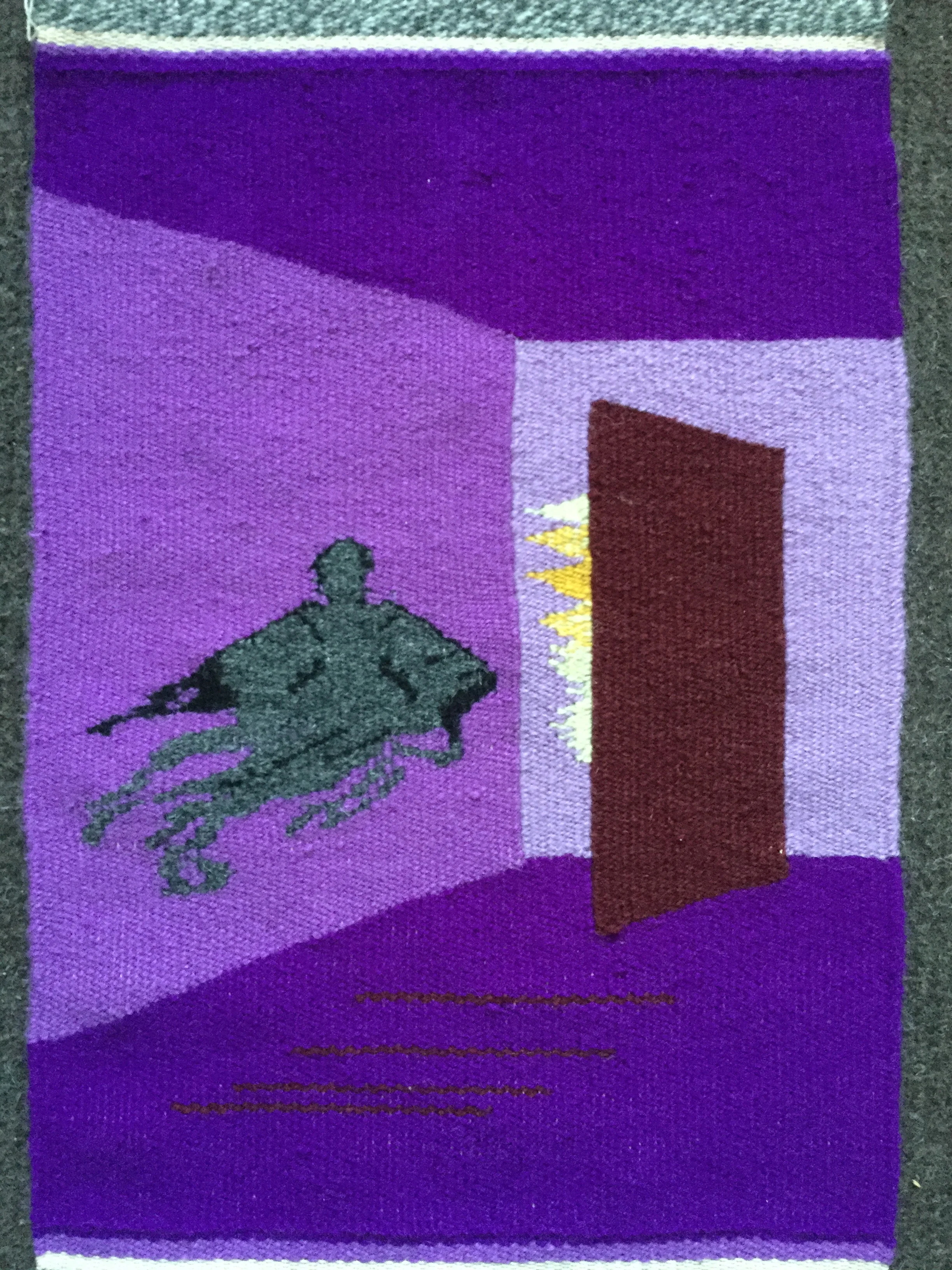 Marcus Lee, tapestry woven while taking Warp and Weft online course with Rebecca Mezoff