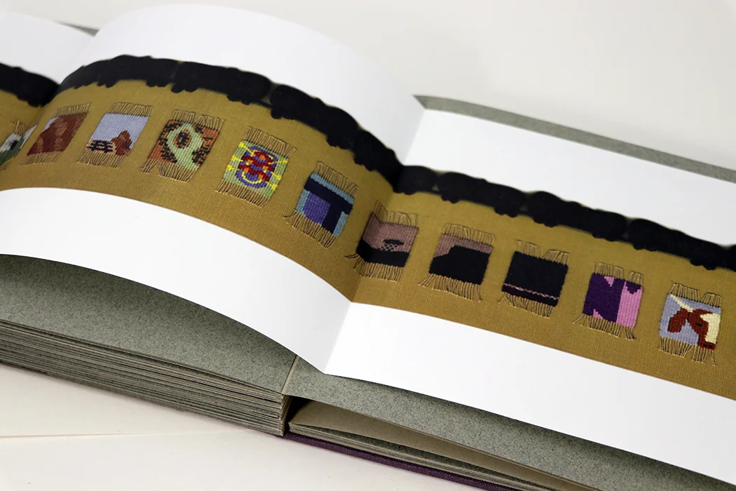 Susan Martin Maffei, Travel Series II - NYC to Mendocino, CA (detail), 5 panels each 4 x 60 inches, in artist book Narratives