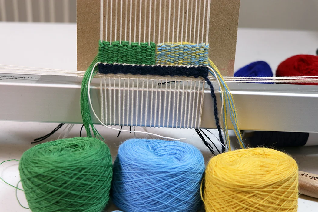 Rebecca Mezoff, basic color experiments for color retreats 2019 underway