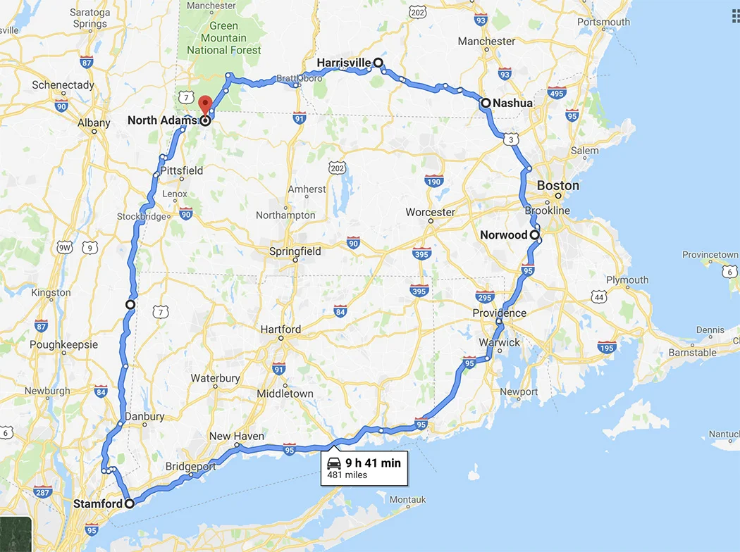Circumnavigating Massachusetts.