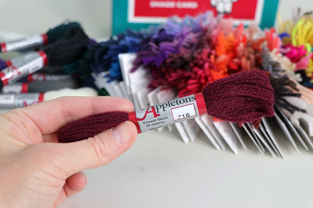Hank of Appleton crewel yarn for tapestry weaving