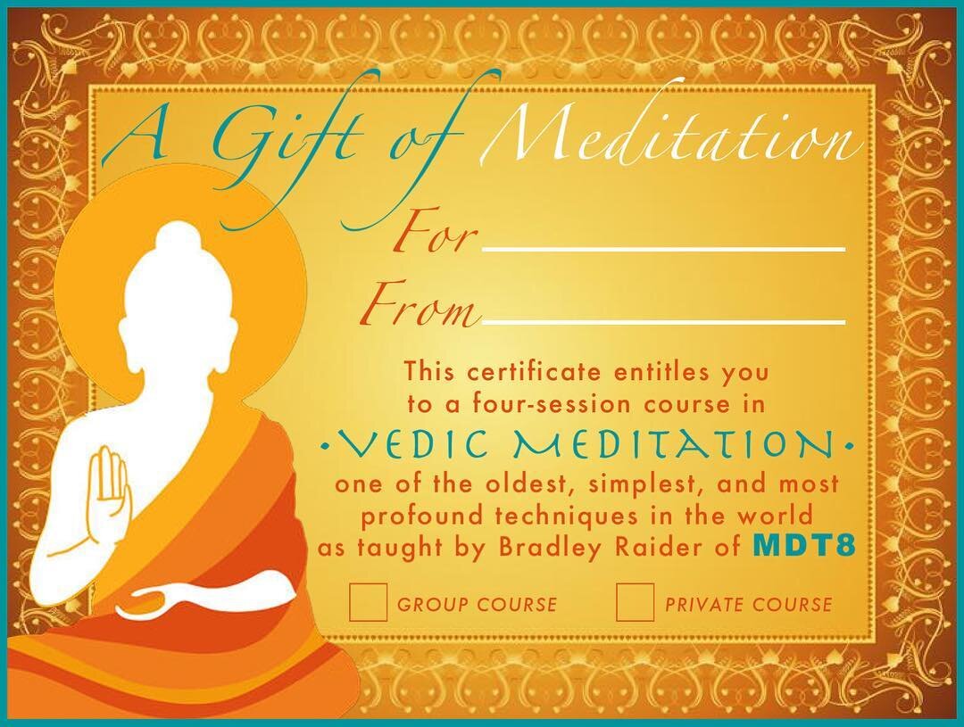 A daily practice of meditation and self-care is one of the greatest gifts we can give ourselves ... As it turns out, it also makes one of the greatest gifts we can give others ... I&rsquo;m offering my four-session Vedic Meditation course at Holiday 