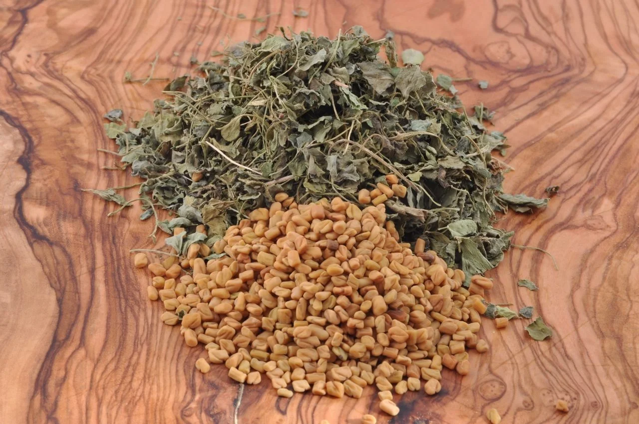 Fenugreek Seeds and Dried Leaves