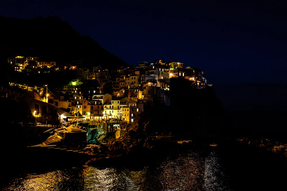 Night time at Cinque Terre, Italy.