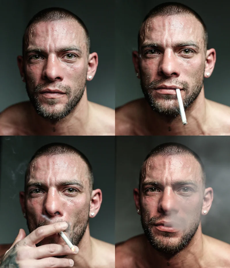 Glory star Joe Schilling enjoys a smoke post fight backstage in Hampton, Virginia. 