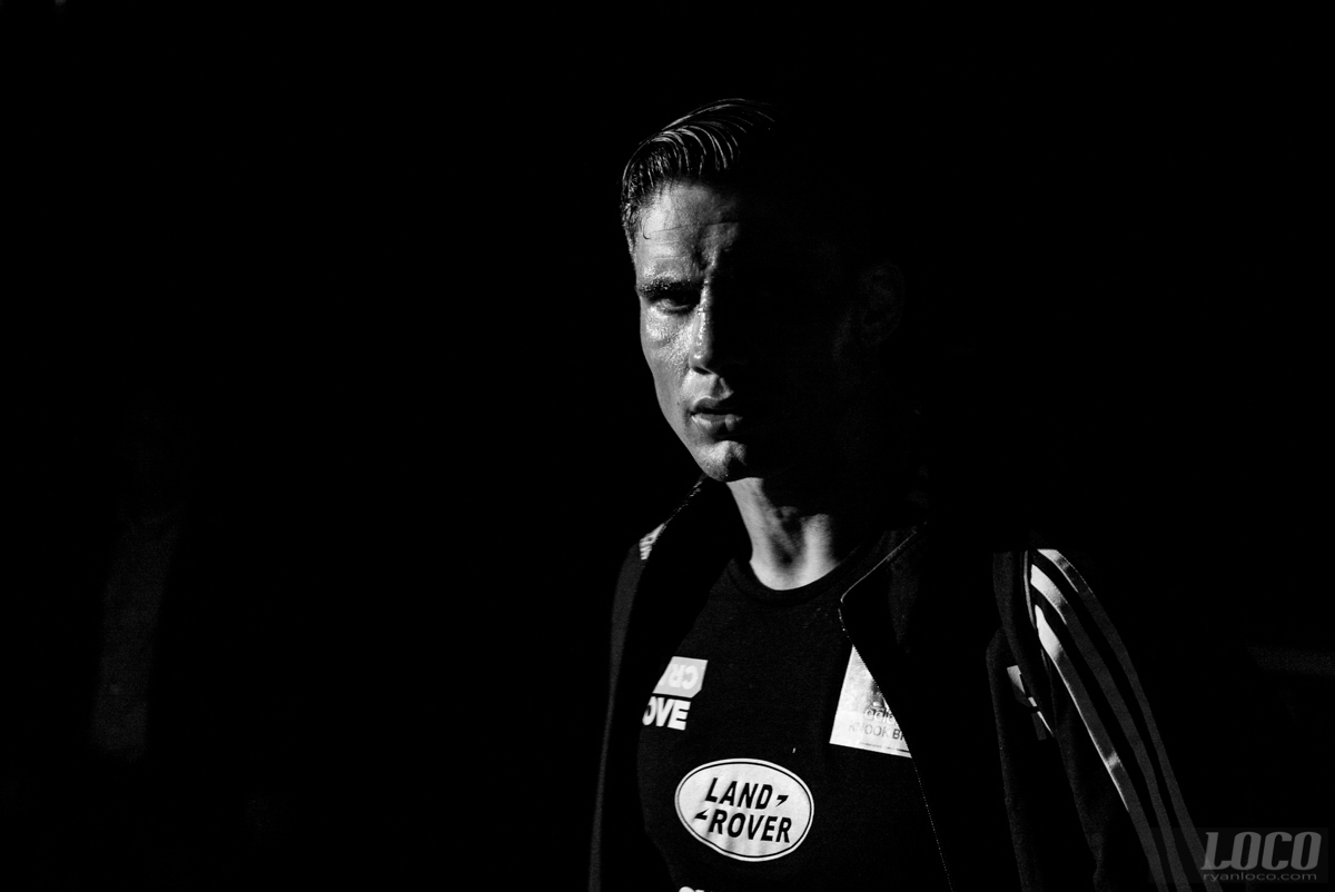 Glory Heavyweight champ Rico Verhoeven paces around backstage before his fight at Glory 33 in New Jersey.