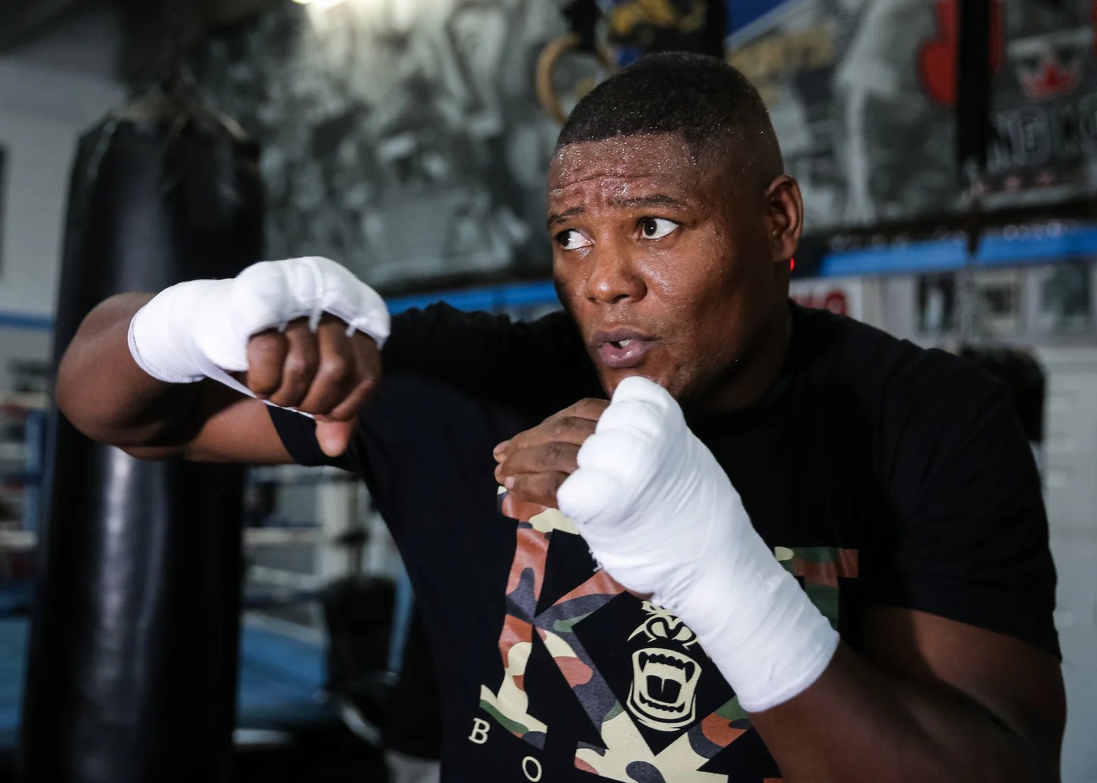 Boxer Luis Ortiz works out for the media in Miami, FL. Shot for Showtime Boxing.