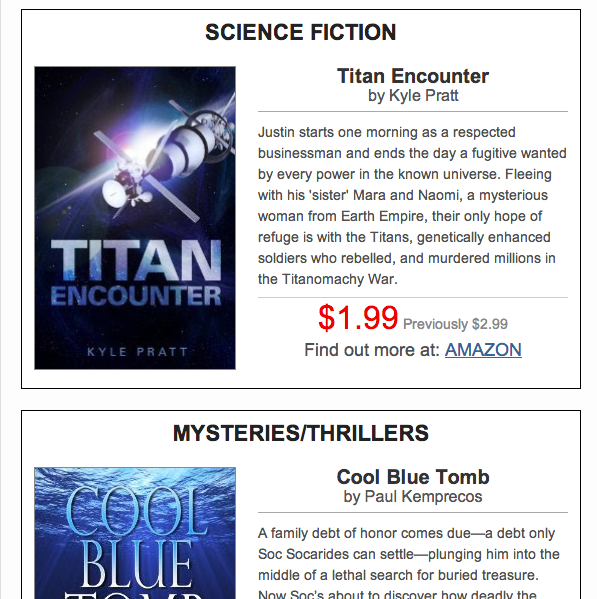 Part of the BookBlast email 