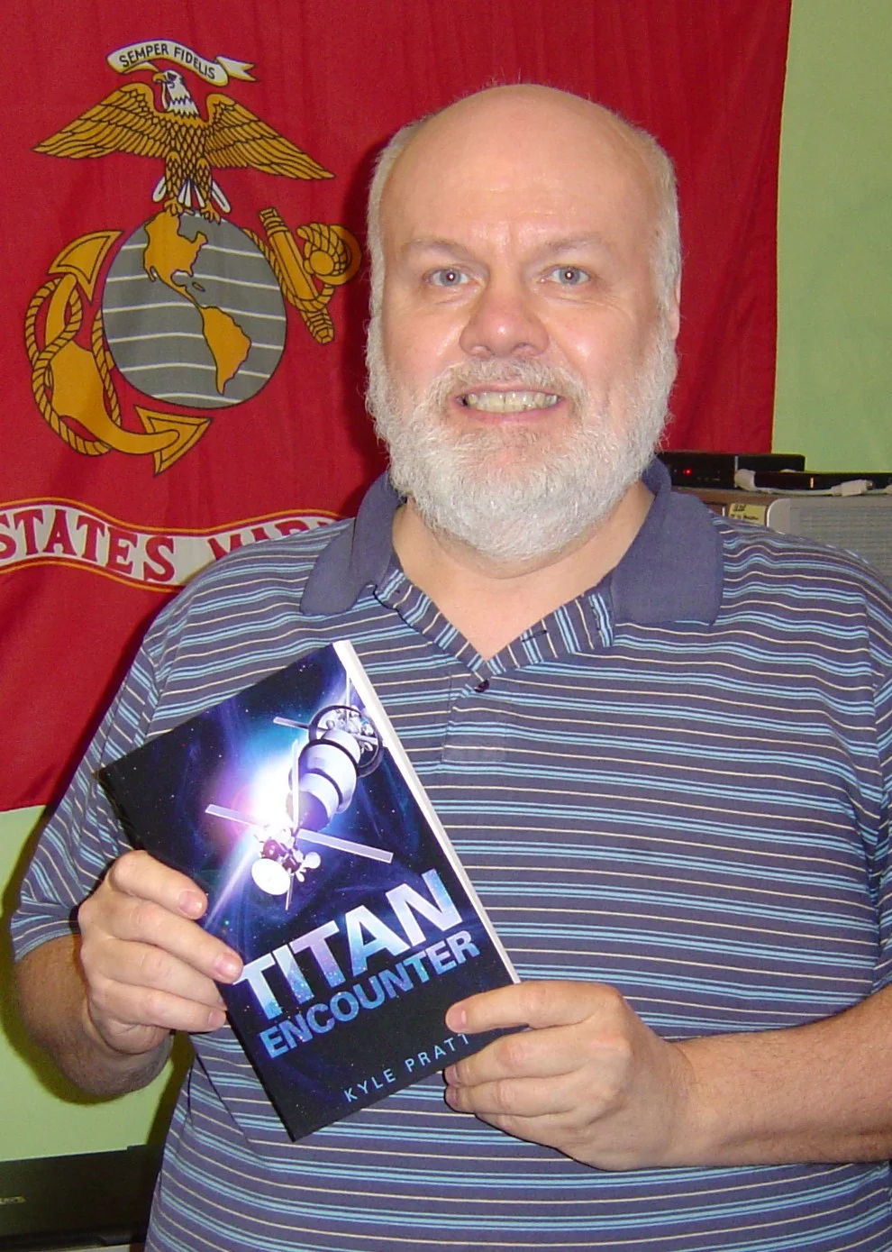 Dave Larson with a copy of Titan Encounter