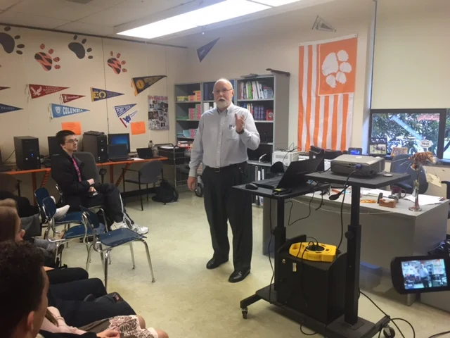 Author Kyle Pratt speaking at Centralia High School