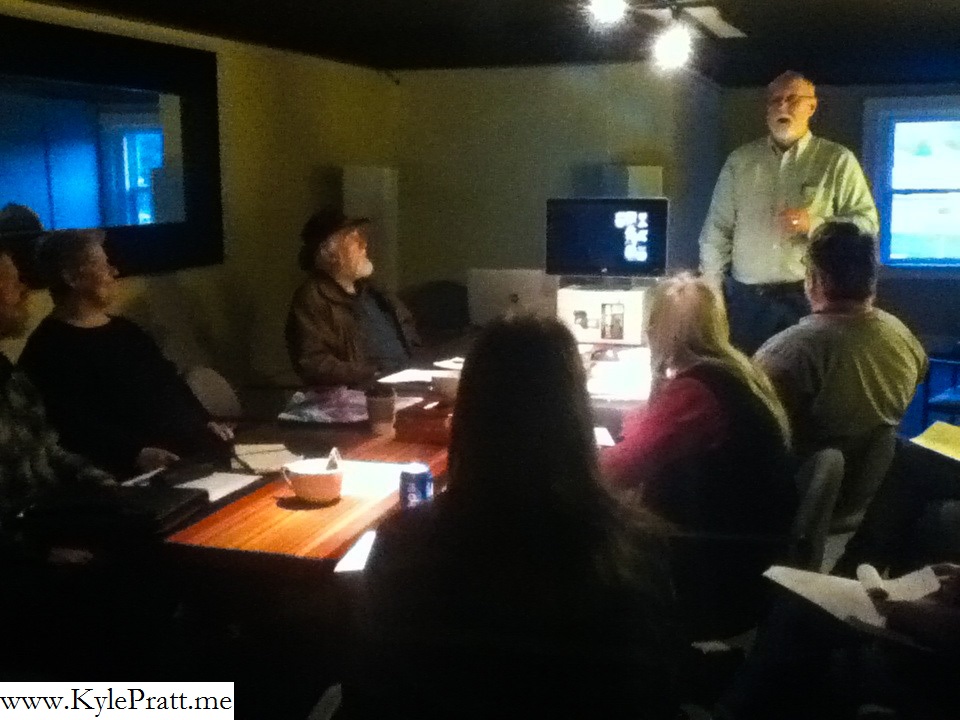 Kyle Pratt speaking to the Lewis County Writers Guild
