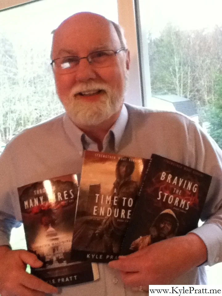 Kyle Pratt with the three books of the Strengthen What Remains series