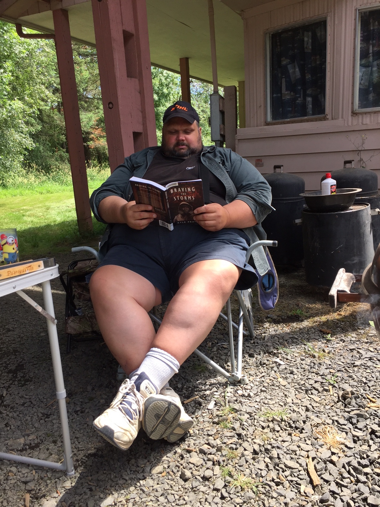 Chris reading Braving the Storms