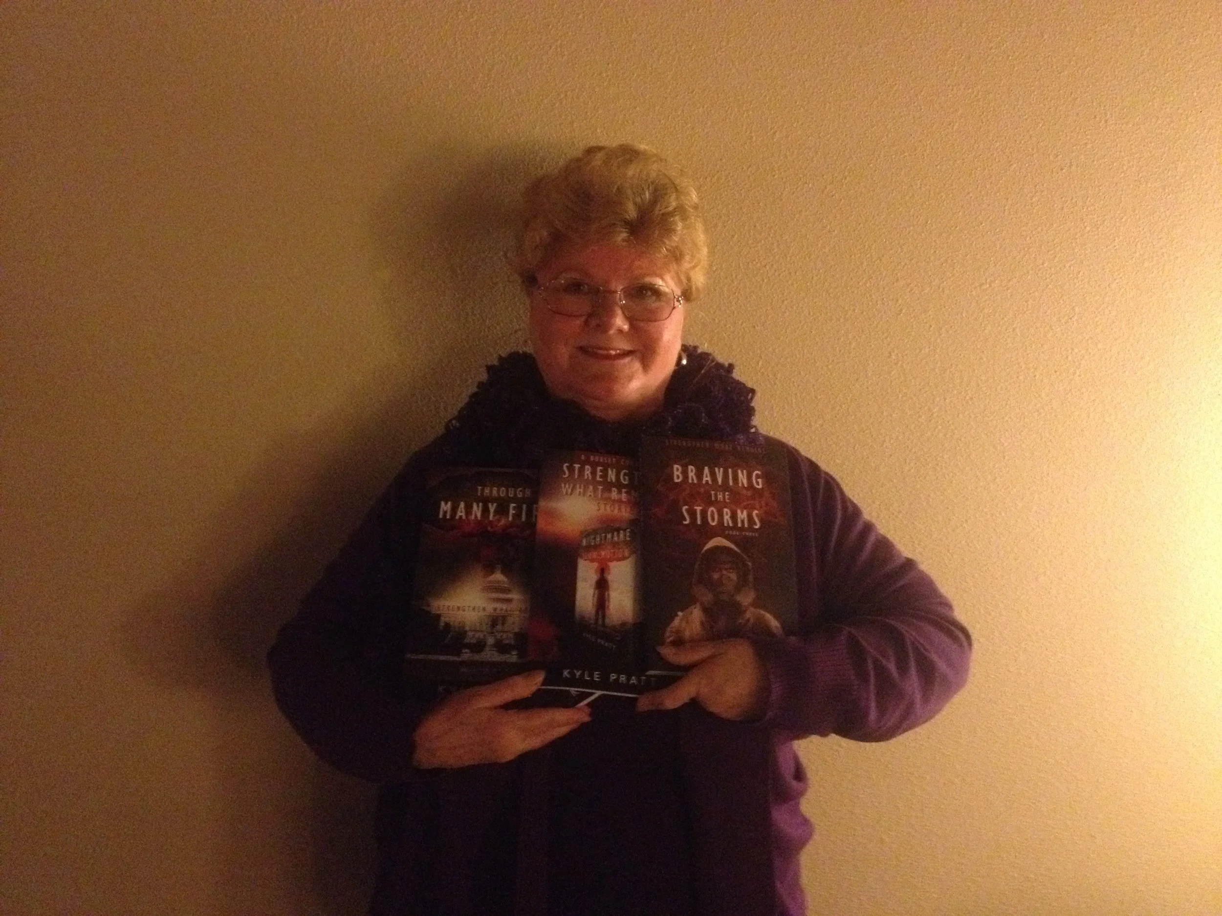 Donna from Pe Ell, Washington State. She's a new fan with copies of Through Many Fires, the combo of Nightmare in Slow Motion and The Long Way Home and, on the end, Braving the Storms . I'm pretty sure she also has a copy of A Time to Endure.