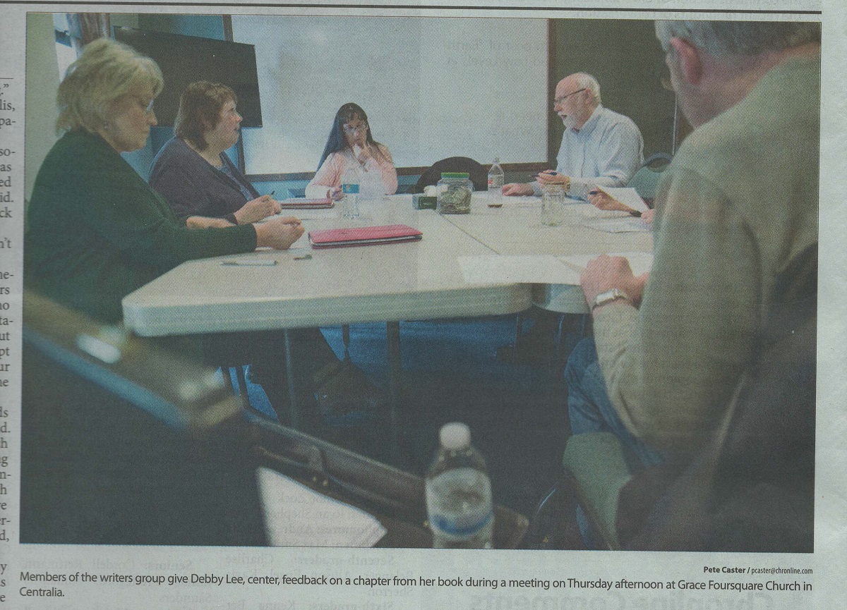 Kristie Kandoll, Barbara Blakey, Debby Lee, Kyle Pratt and Robert Hanson with his back to the camera.