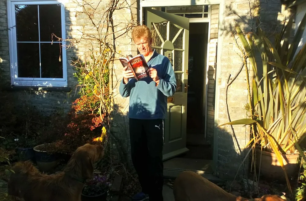 Richard of Horrabridge, Devon, England with a copy of Through Many Fires.
