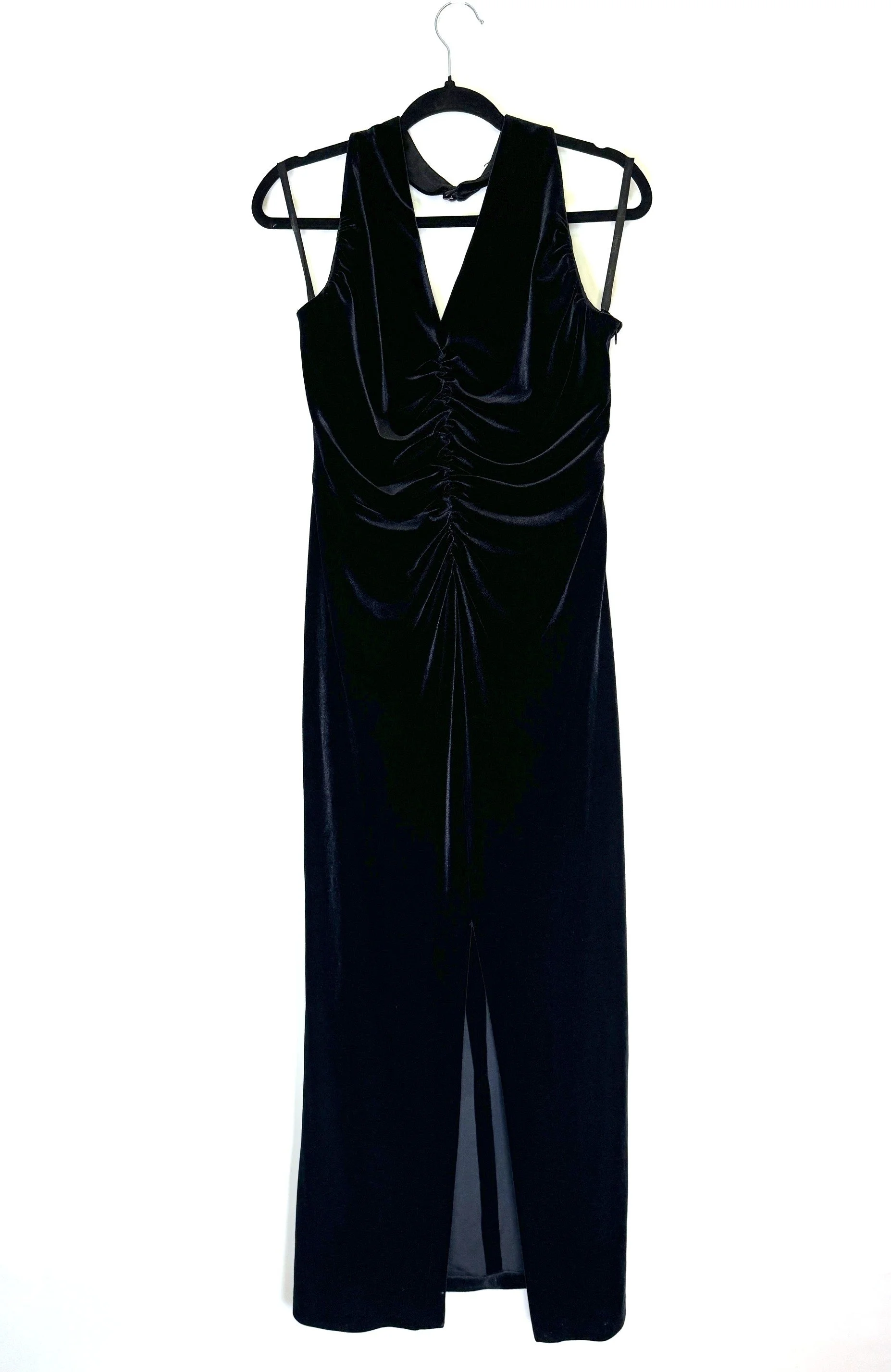 Blackhaltervelvetfrontslitlongdress.jpg