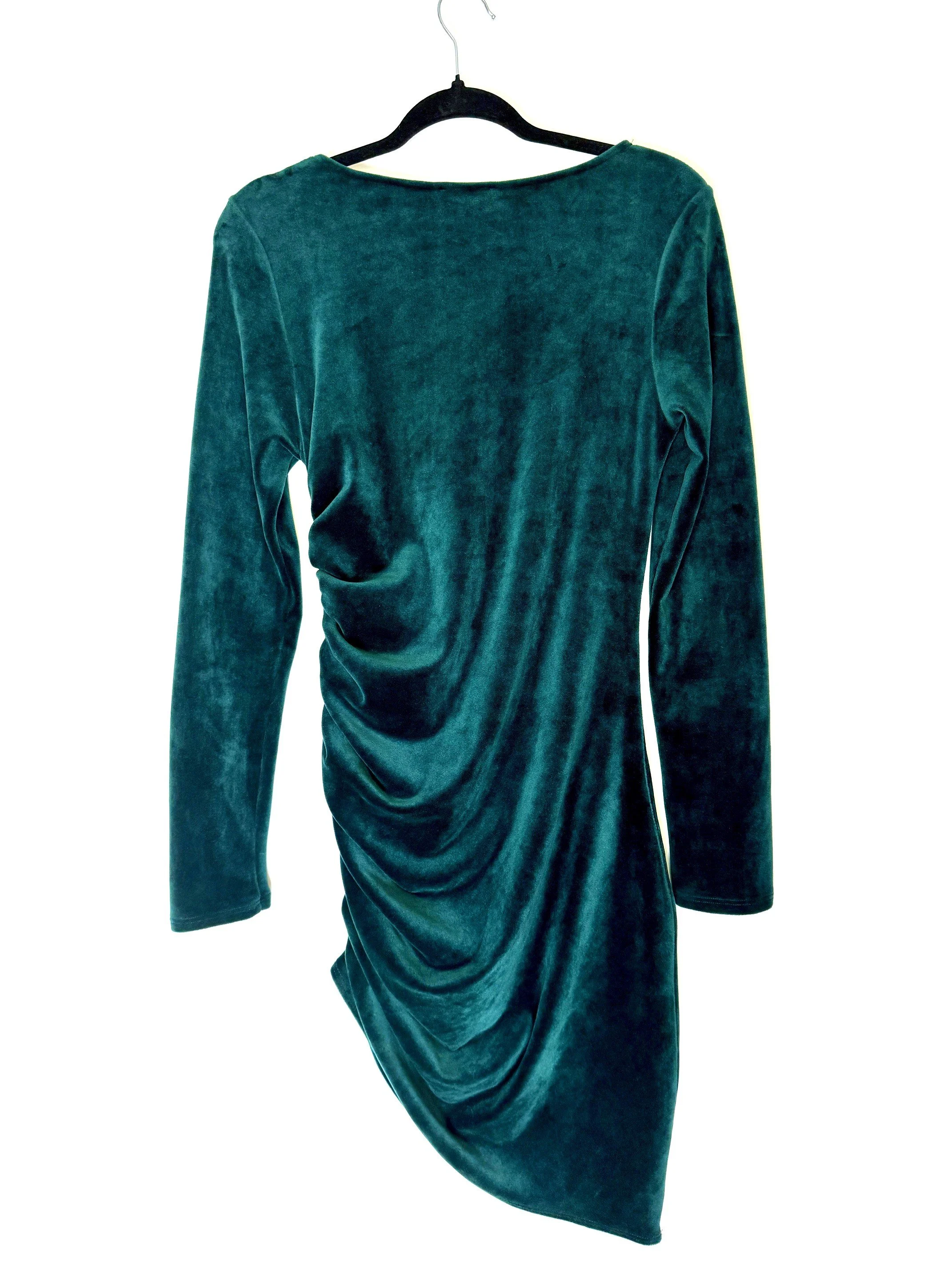 TealvelvetlongsleevesideruchingminidressBack.jpg