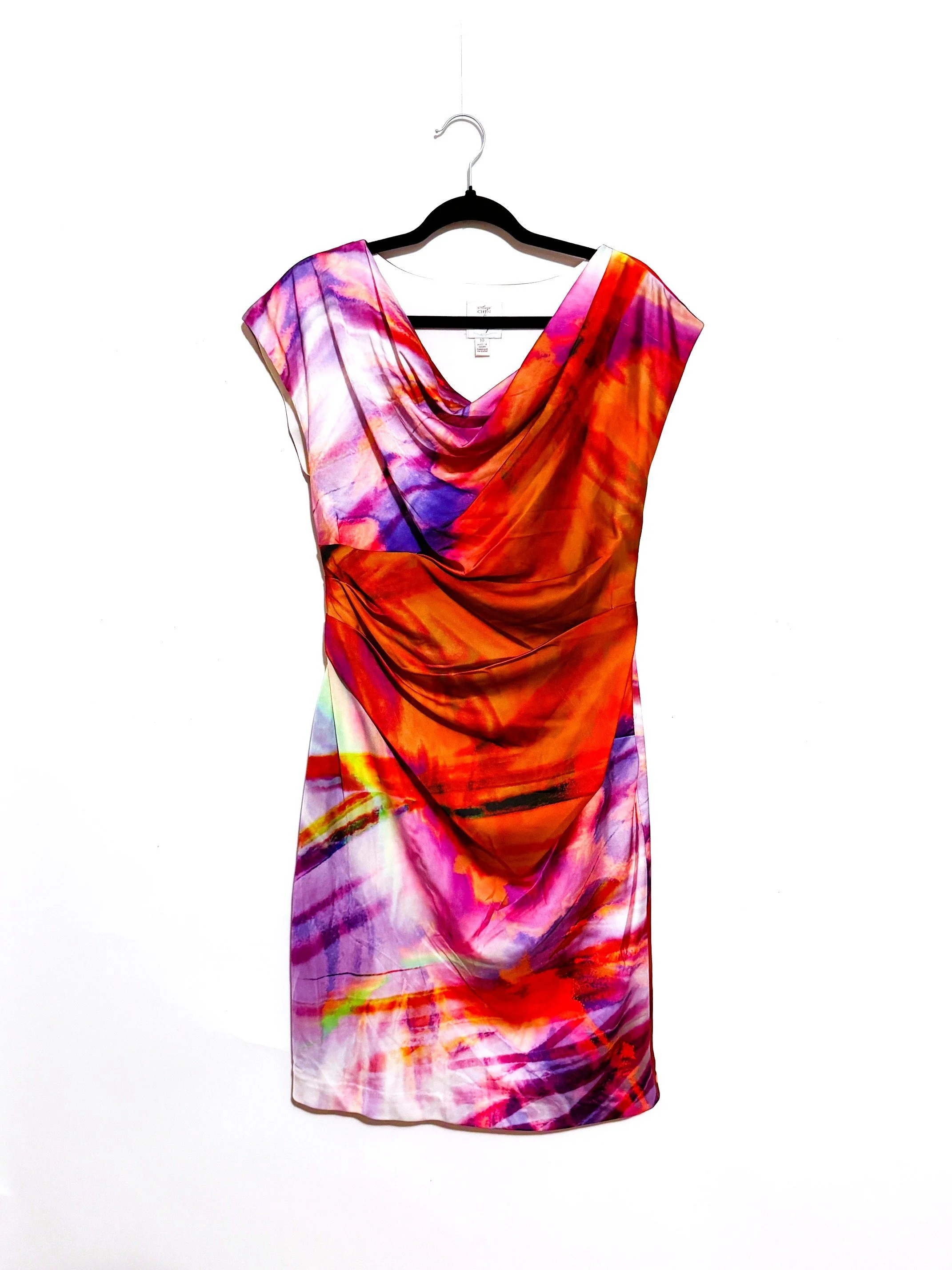 Multicoloursatinrucheddress.JPG