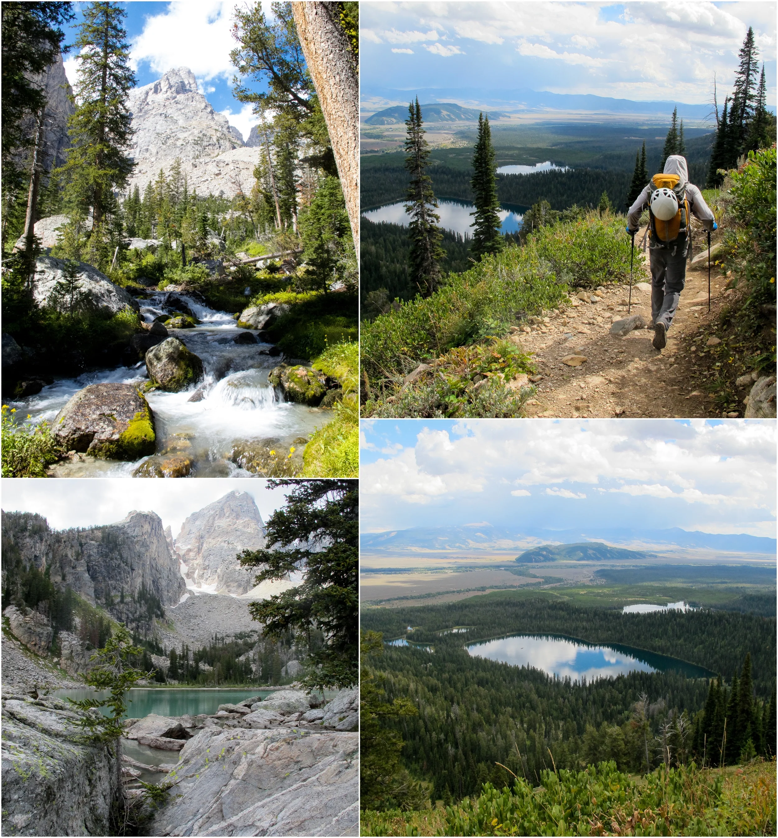 (Top Left) The Grand seen from below Delta Lake - O Look! Its clear now! (Top Right) Hike down looking east (Bottom Left) Looking over Delta Lake at The Grand - O Look! Cloudy again....son of ah! (Bottom Right) Looking East over the park......The end.