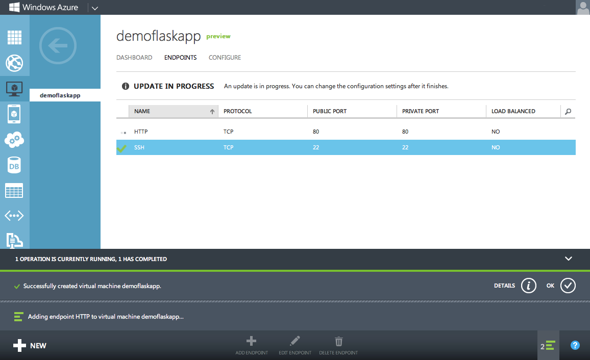 Successfully created a HTTP Endpoint.