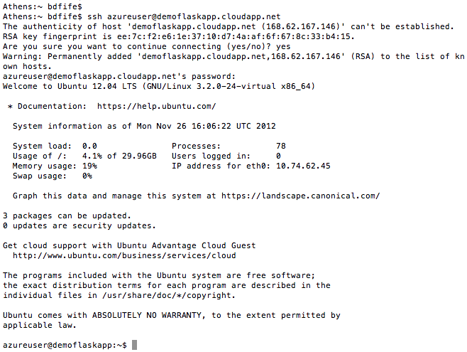 Initial SSH Login.