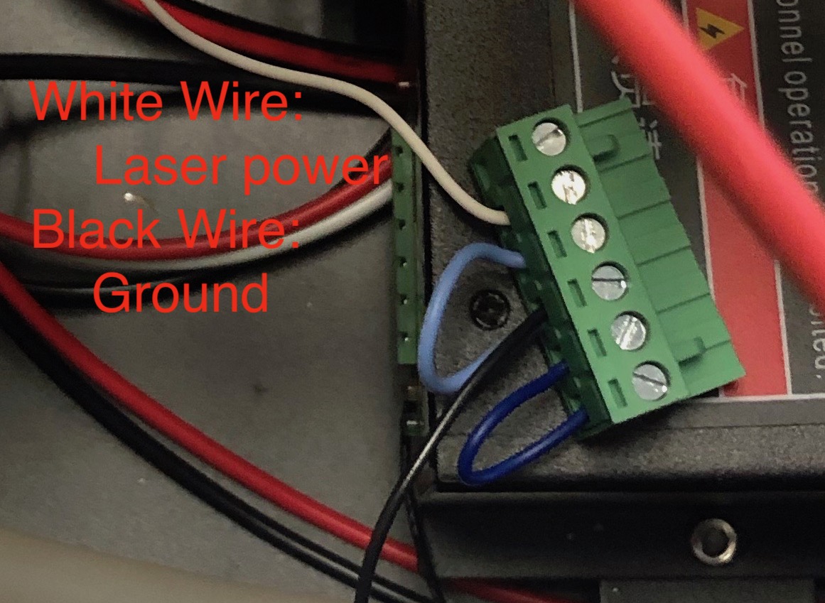 Connector to the laser power supply.