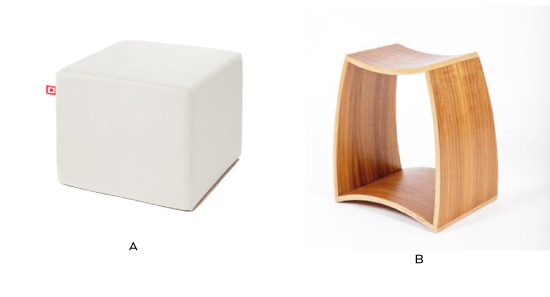 Fig 2.3 | Venstre: Cube Chair by Cubestyle. Højre: Ina Stool by Wiinberg