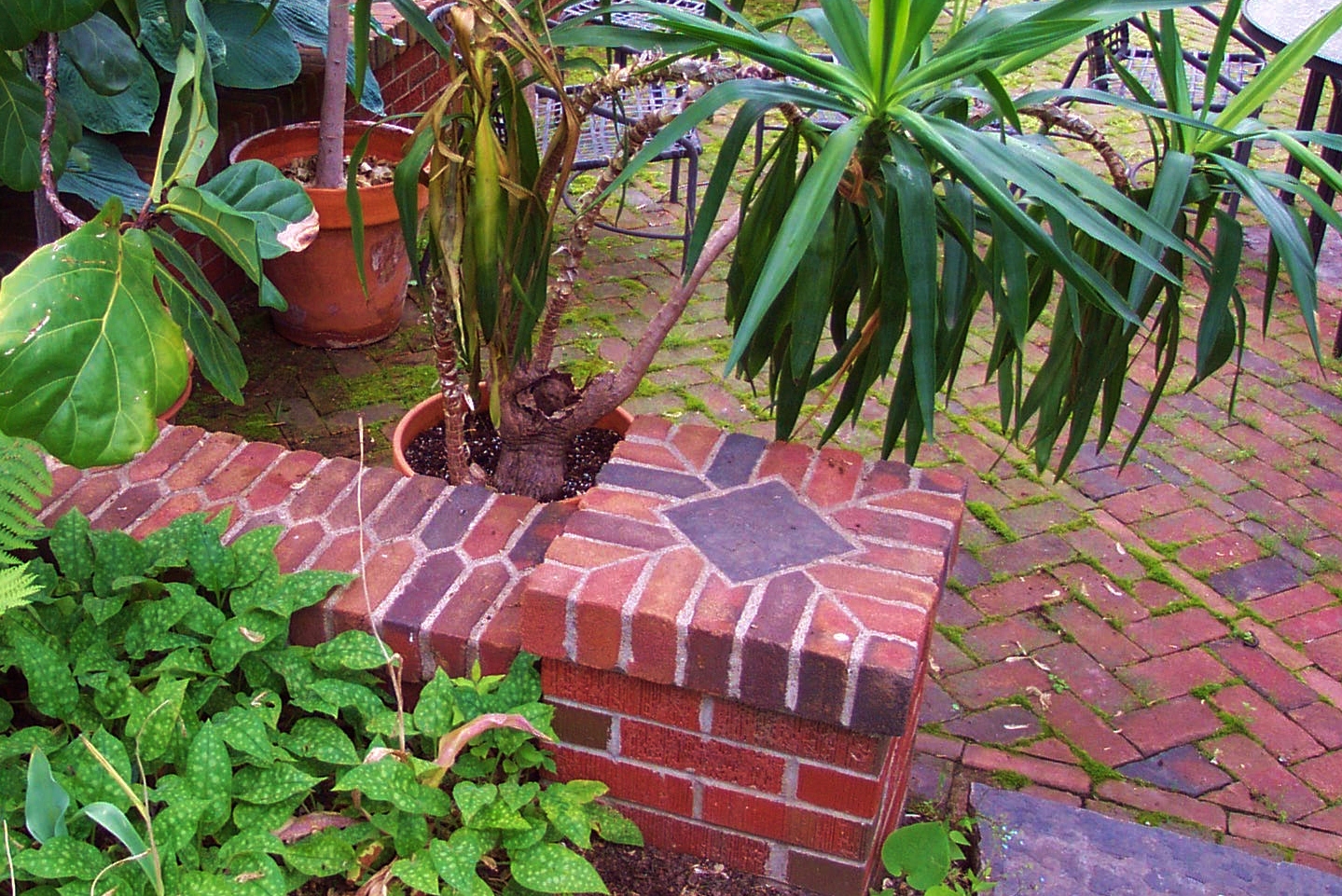 Brick and Stone Detail on a Terrace Sitting Wall