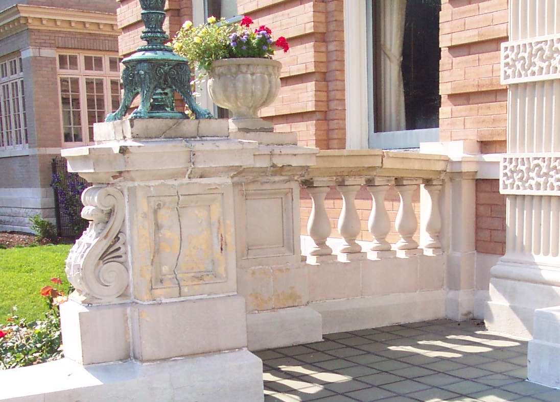 Before restoration of the terracotta balustrade.