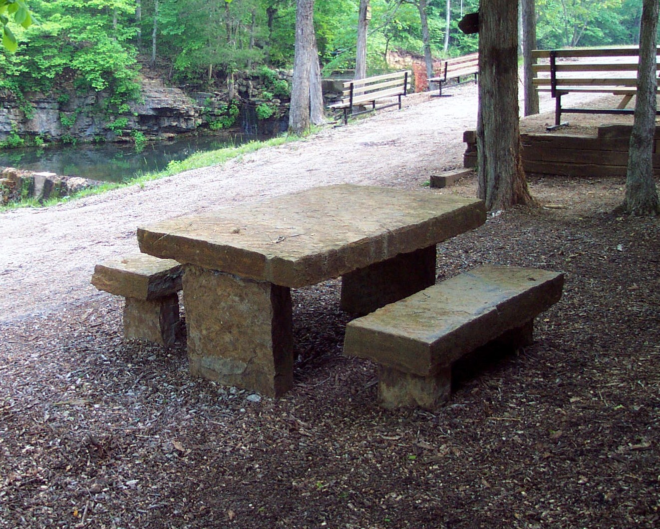 Rustic Stone Table and Benches