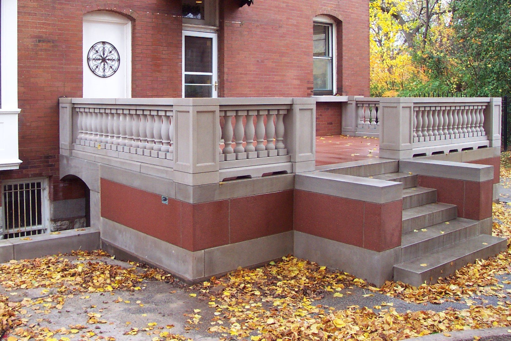  Back patio made with Indiana Limestone and granite concrete.   