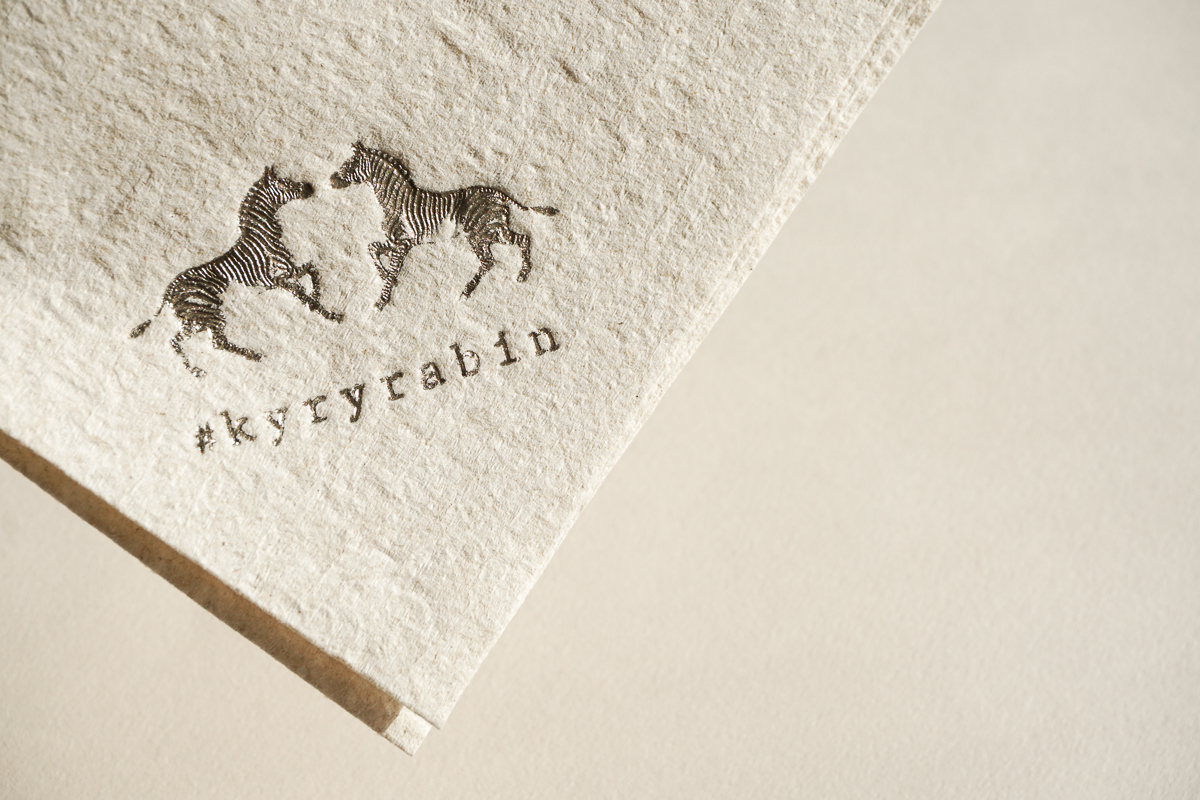 Foil stamped detail on natural napkins