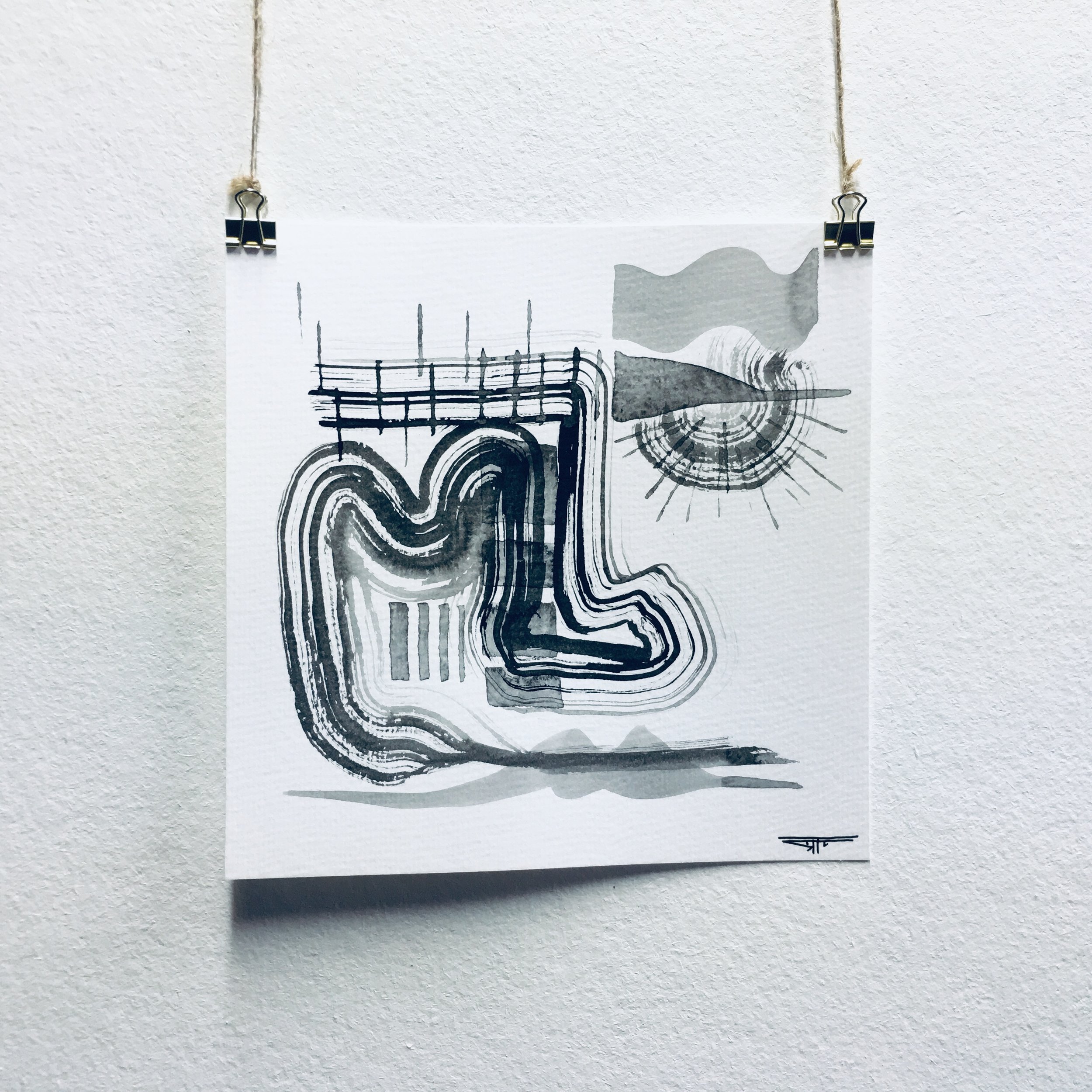 #611 Ink on Paper 8" x 8"