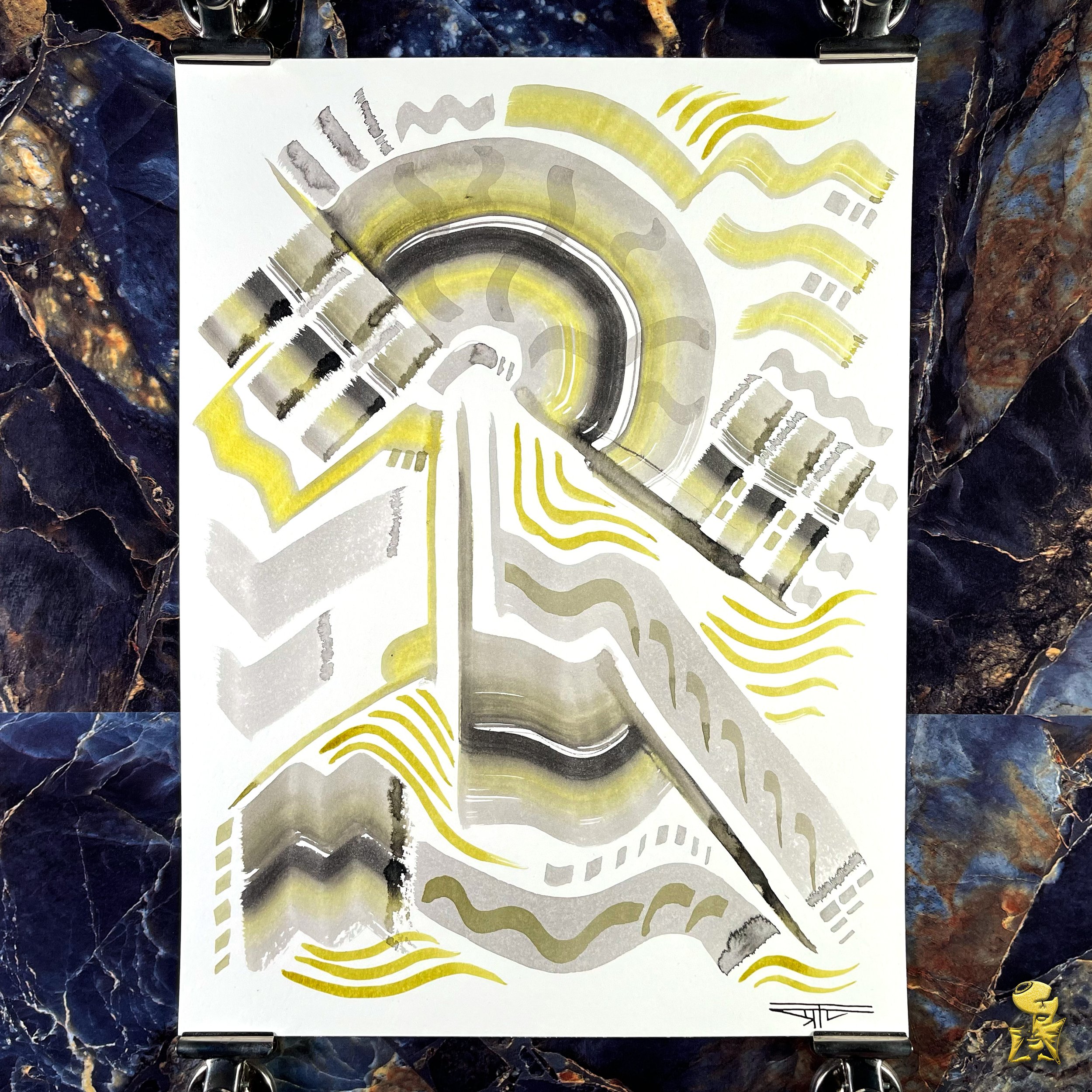 #2087 The Many Faces: Abstract Ink Painting by Ray Taylor