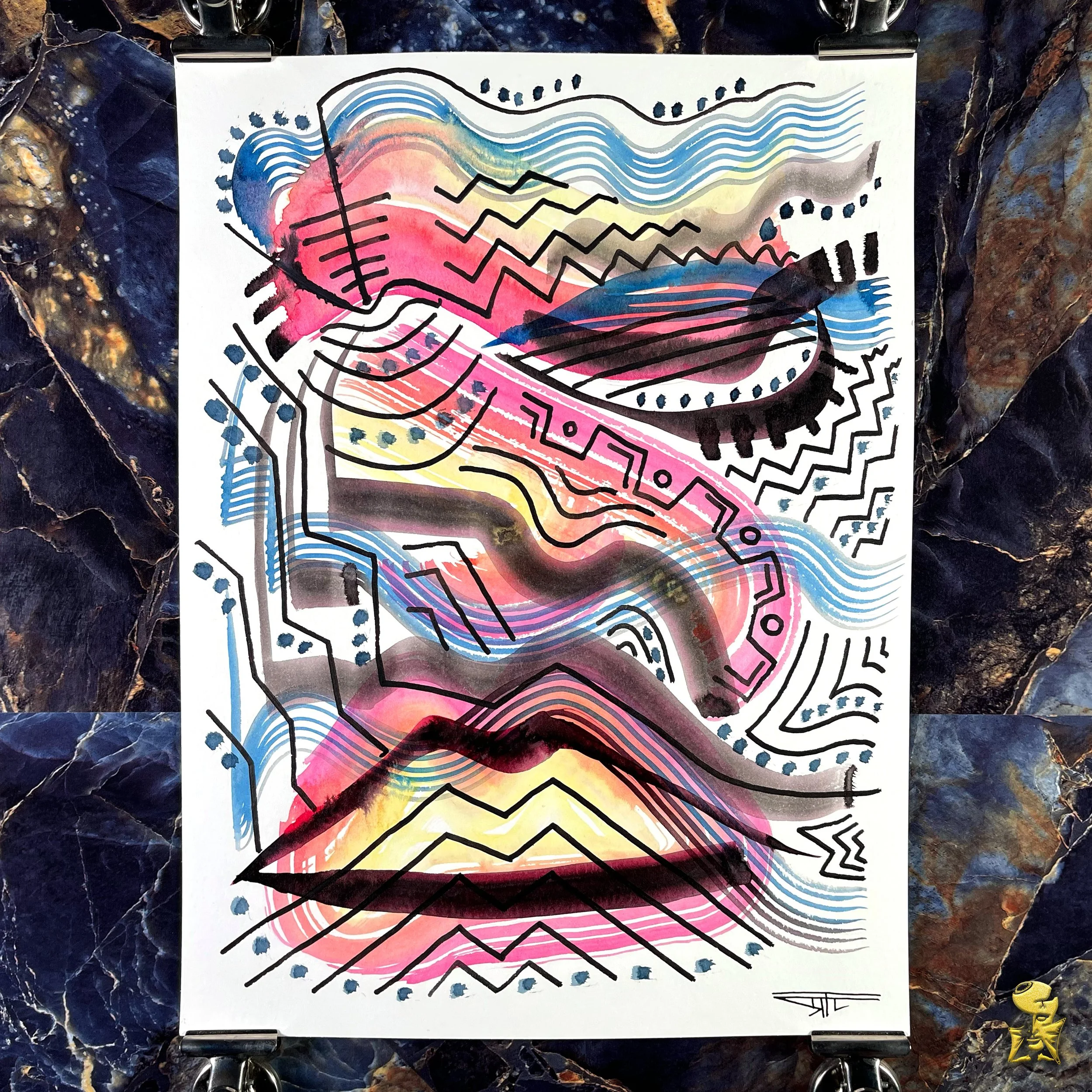 #2088 The Many Faces: Abstract Ink Painting by Ray Taylor