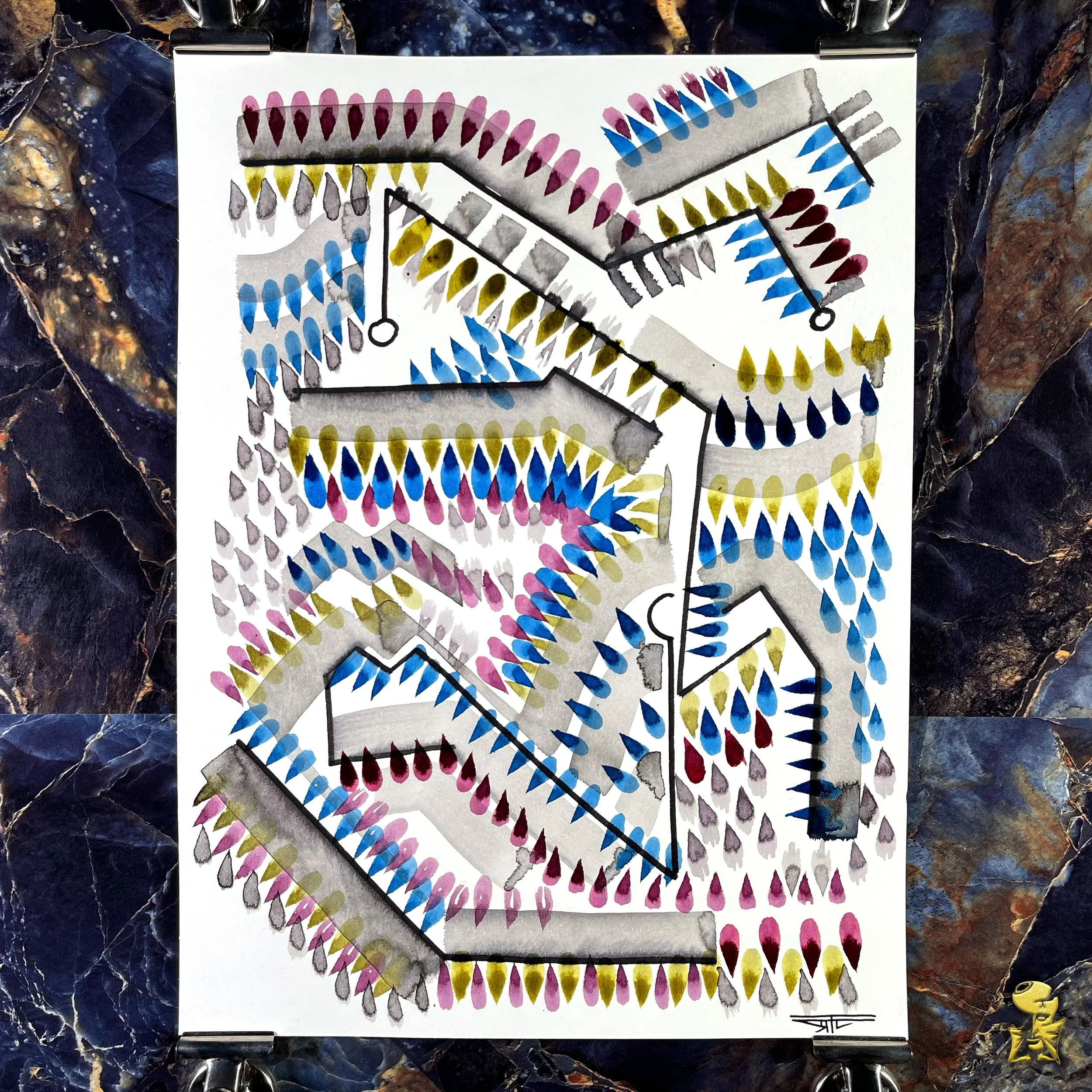 #2093 The Many Faces: Abstract Ink Painting by Ray Taylor