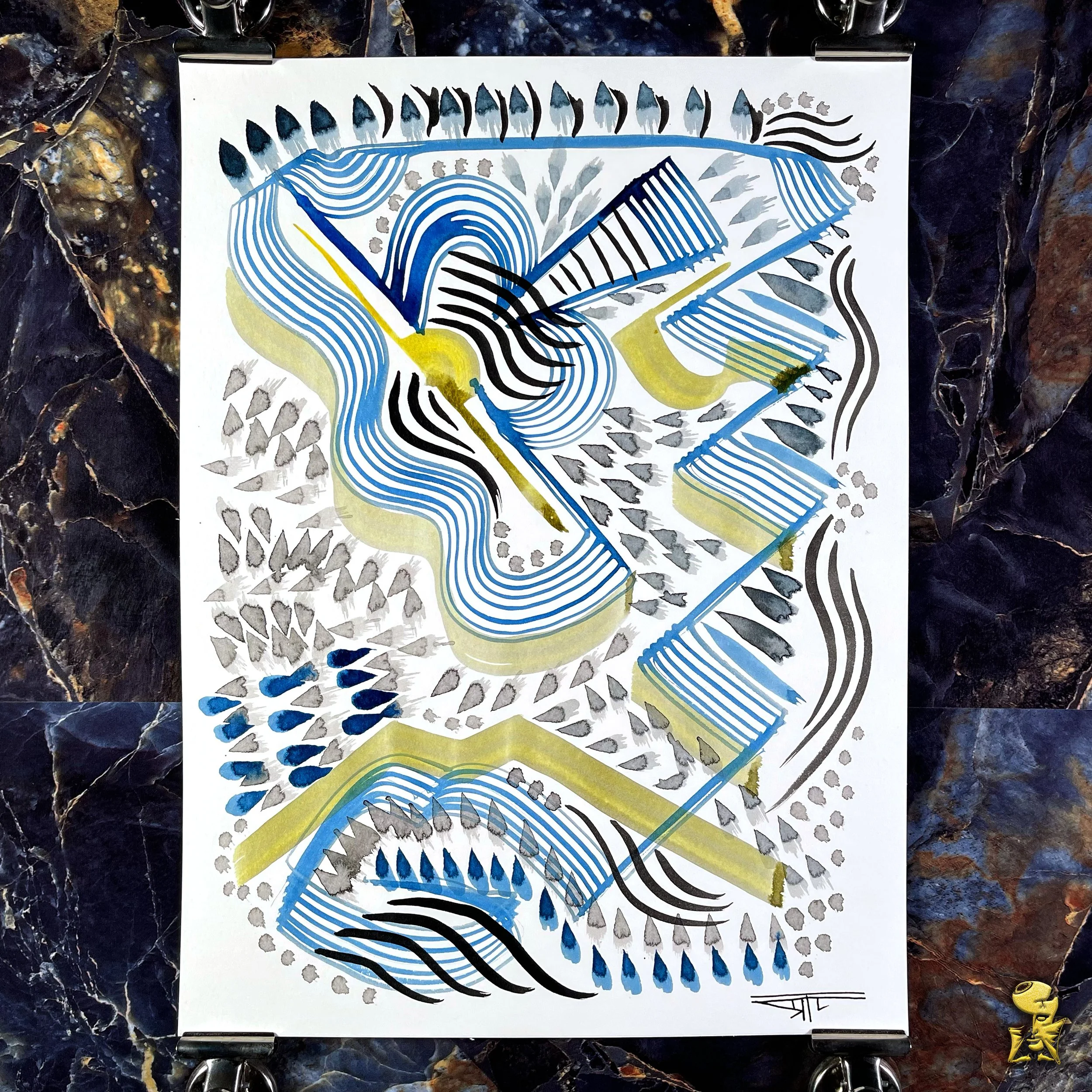 #2094 The Many Faces: Abstract Ink Painting by Ray Taylor
