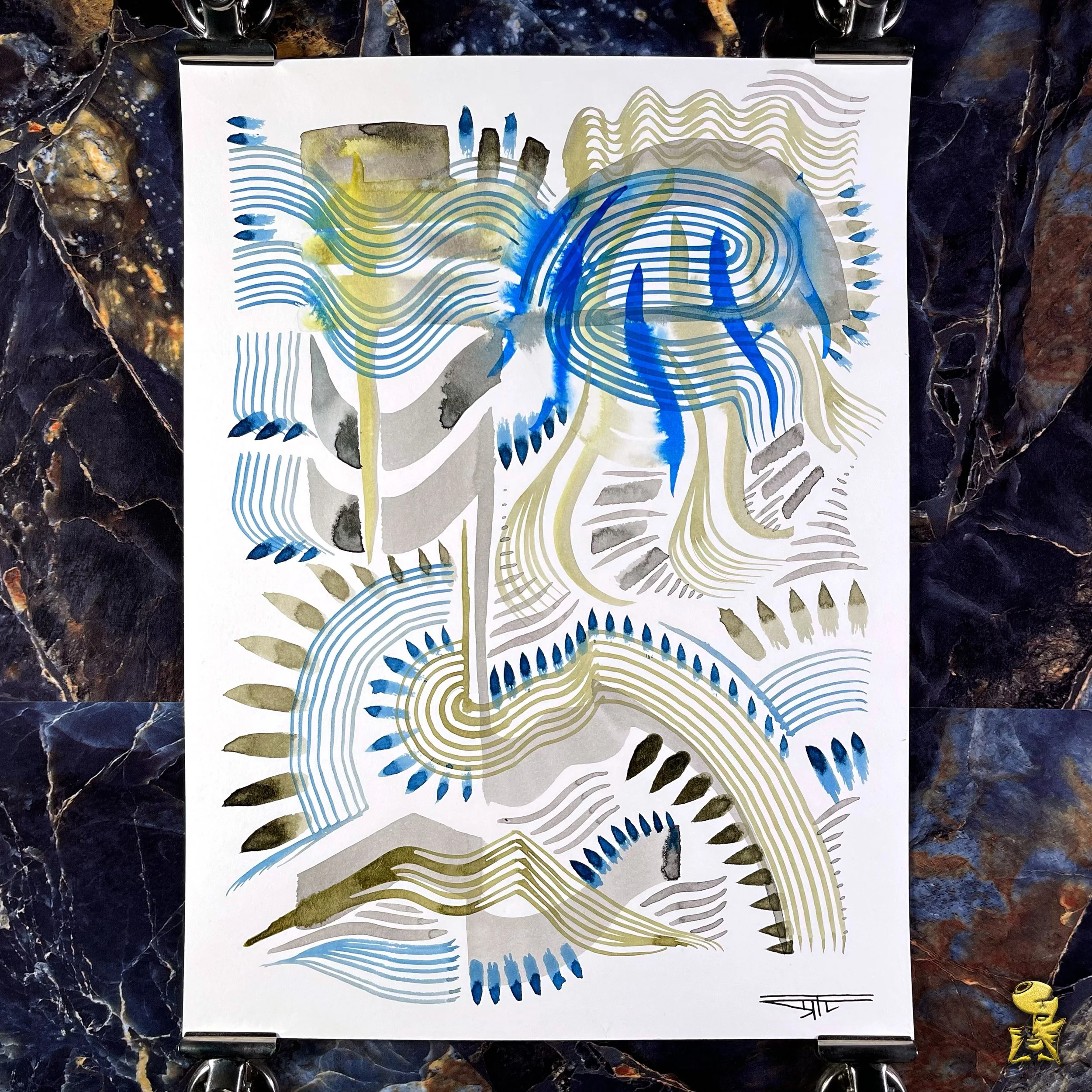 #2096 The Many Faces: Abstract Ink Painting by Ray Taylor