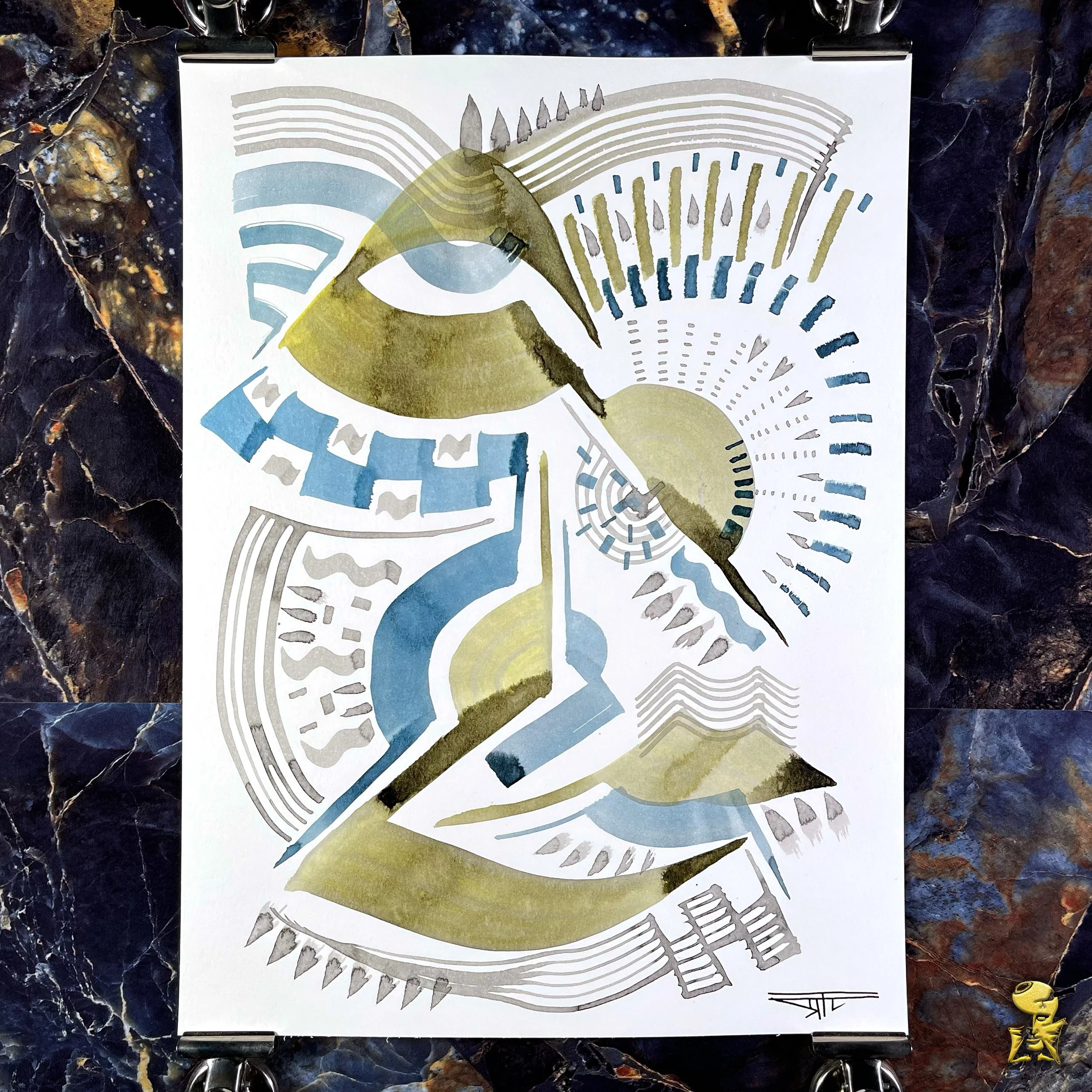 #2097 The Many Faces: Abstract Ink Painting by Ray Taylor
