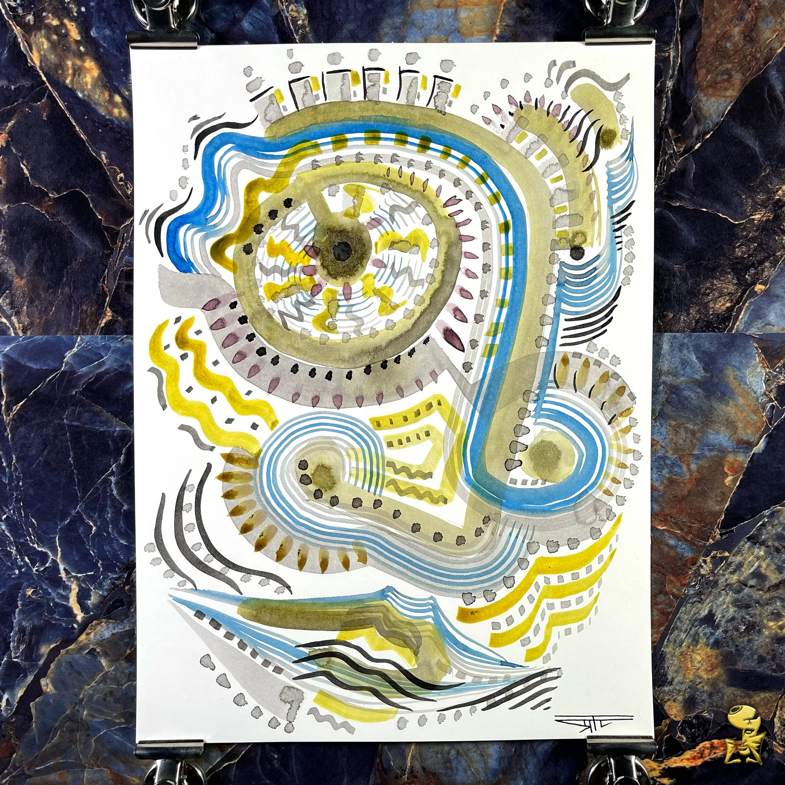 #2102 The Many Faces: Abstract Ink Painting by Ray Taylor
