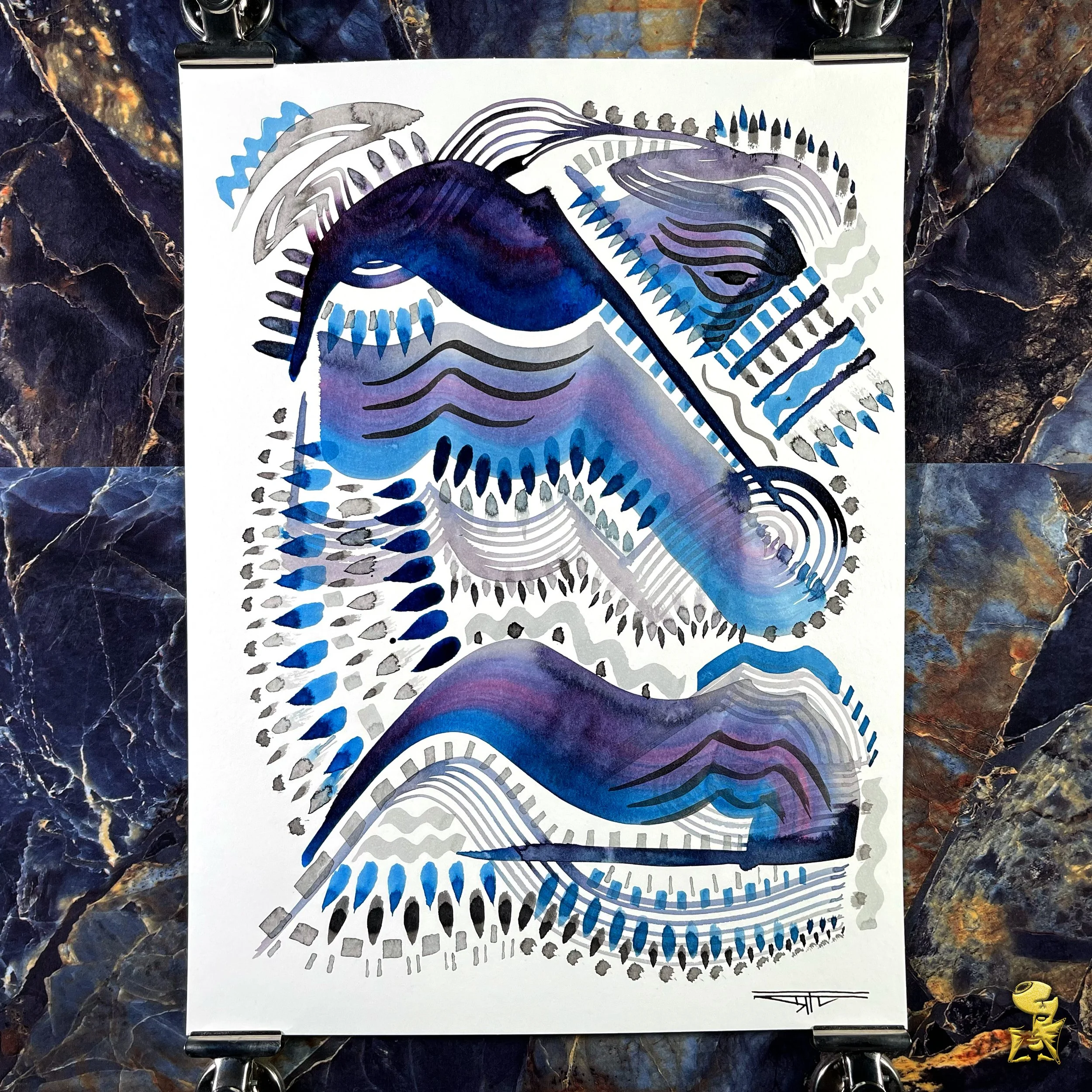 #2103 The Many Faces: Abstract Ink Painting by Ray Taylor