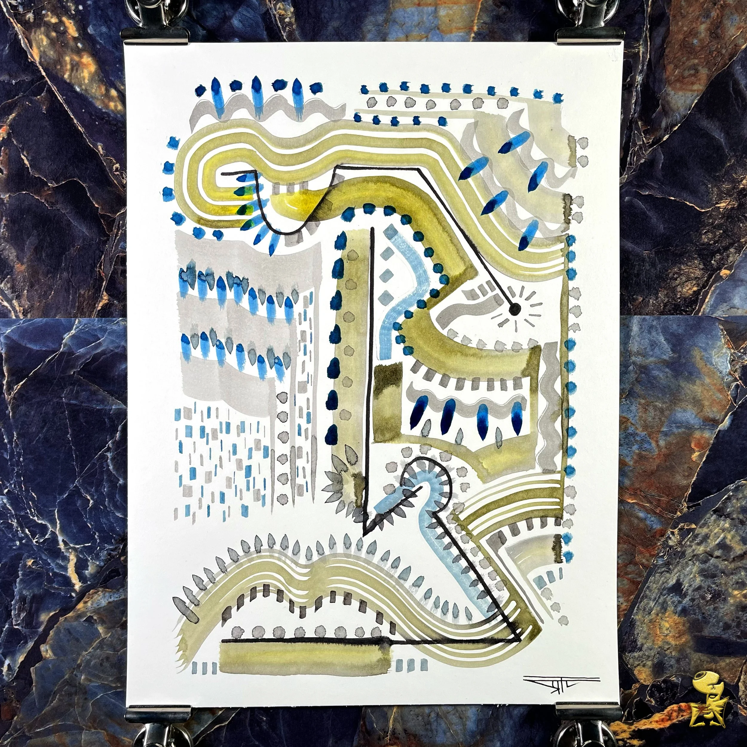 #2104 The Many Faces: Abstract Ink Painting by Ray Taylor