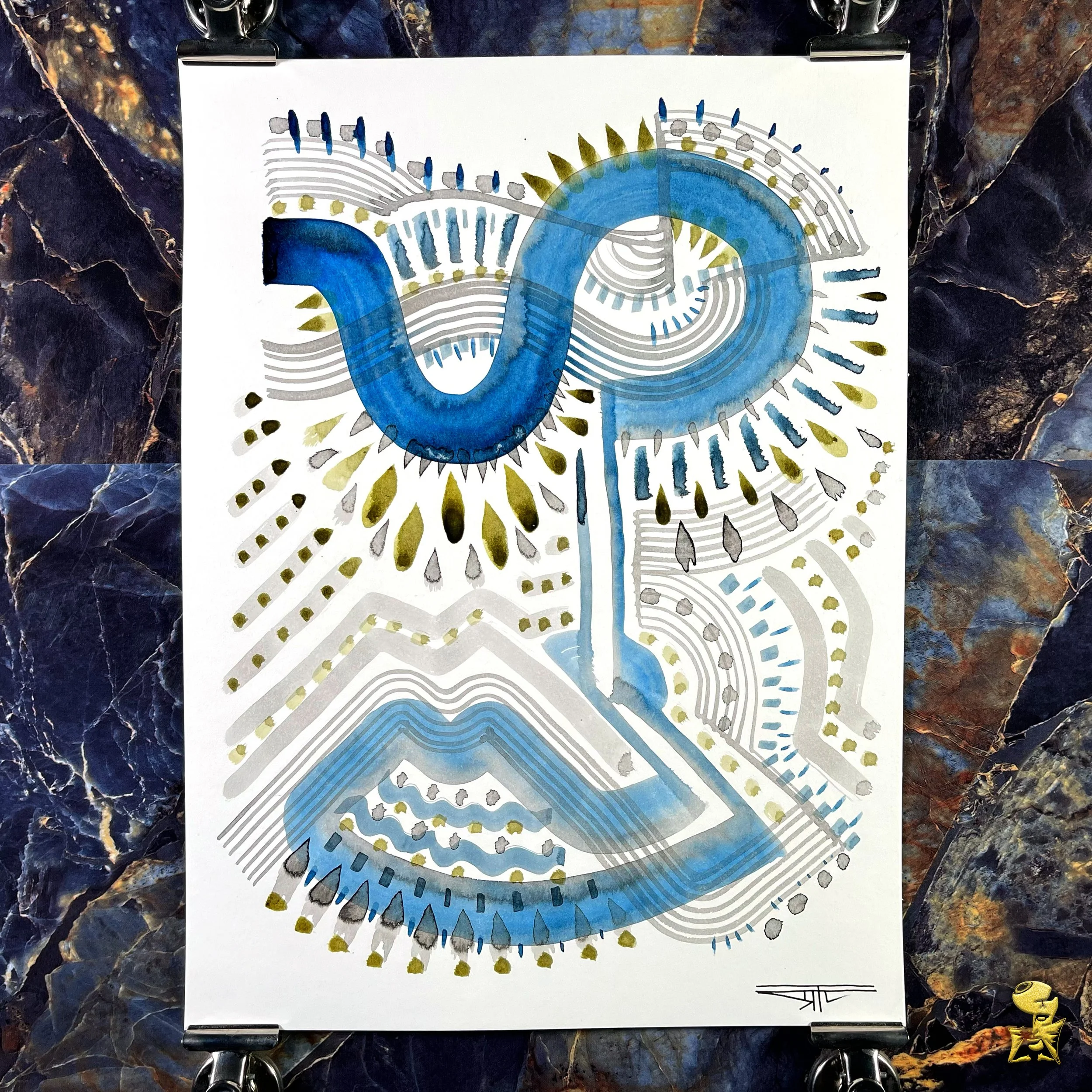 #2106 The Many Faces: Abstract Ink Painting by Ray Taylor