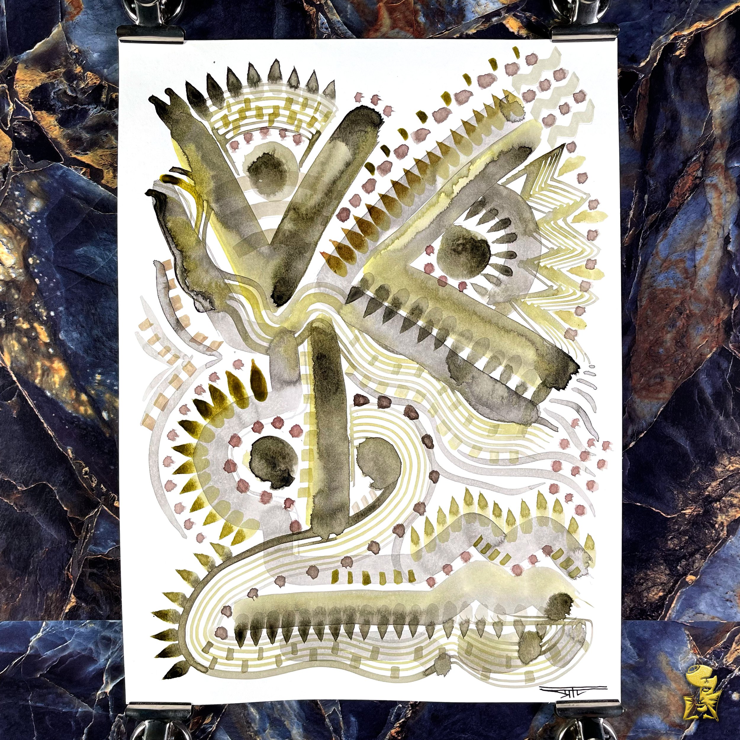 #2110 The Many Faces: Abstract Ink Painting by Ray Taylor