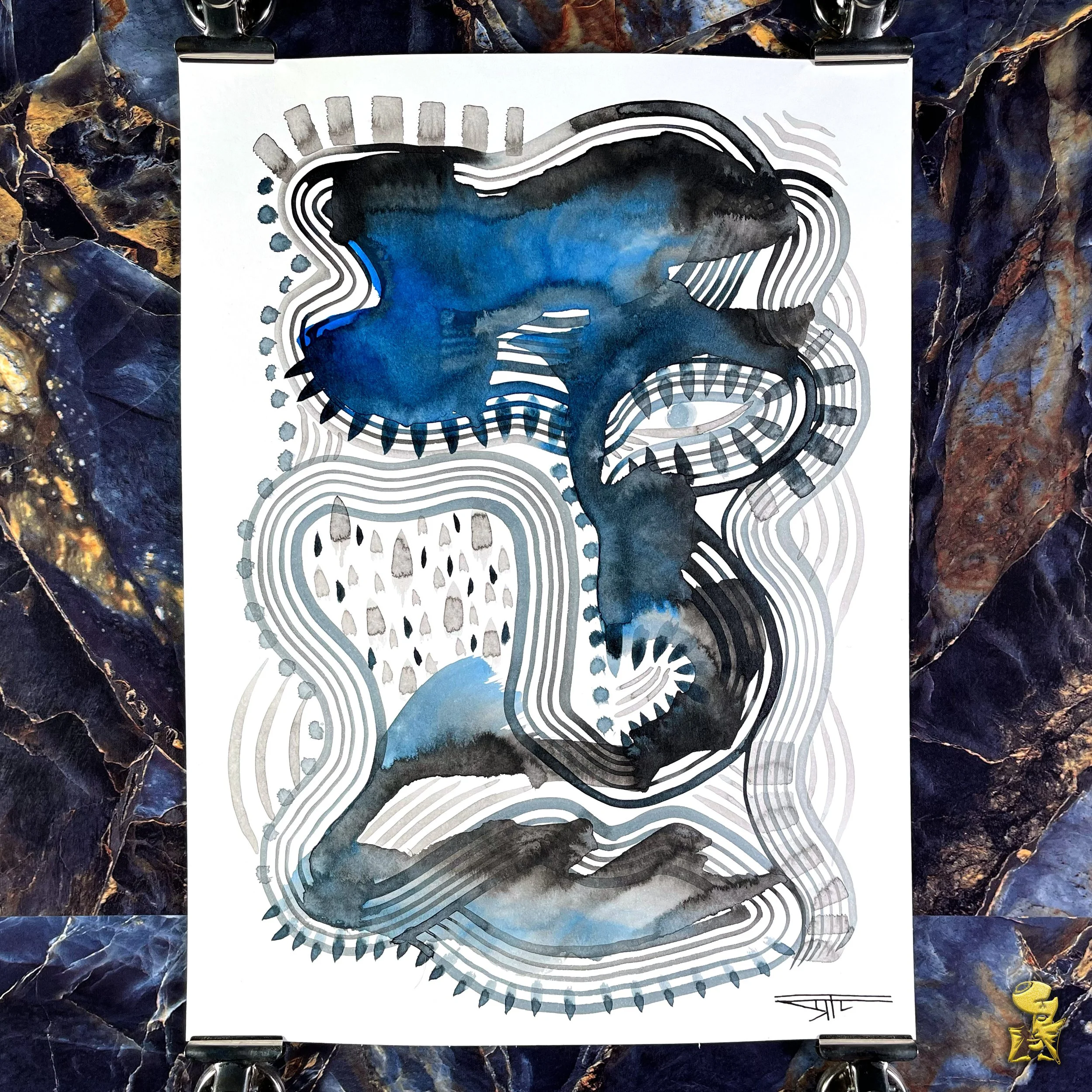 #2111 The Many Faces: Abstract Ink Painting by Ray Taylor